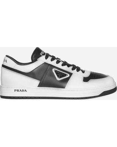 Prada Triangle Logo Plaque Raffia Sneakers - White