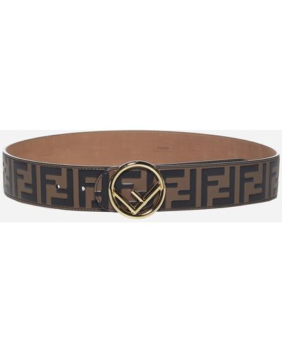 Fendi Ff Logo Leather Belt - White