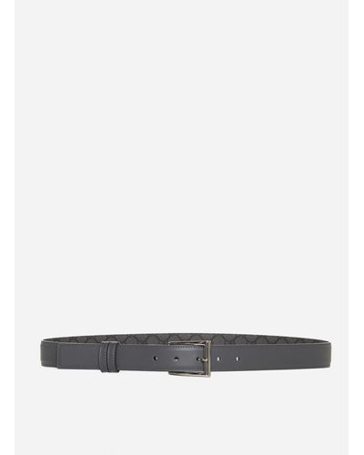 Gucci Leather And GG Canvas Reversible Belt - White