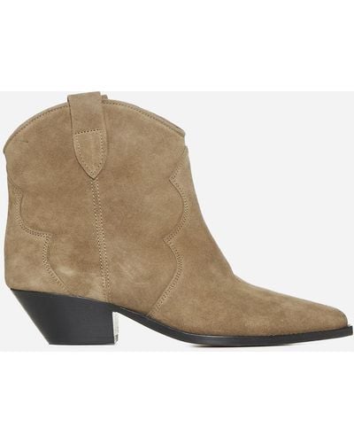 Isabel Marant Dewina Suede Ankle Boots - White