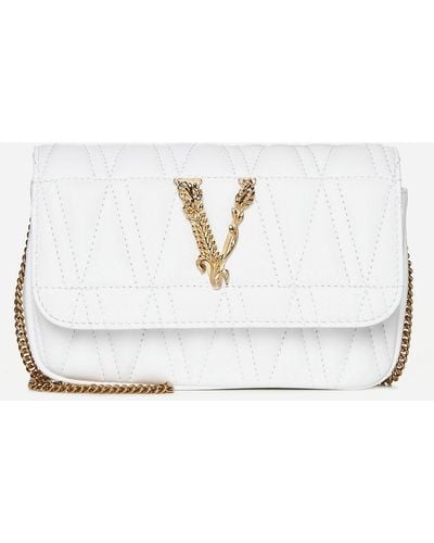 Versace Virtus Quilted Leather Mini Bag - White
