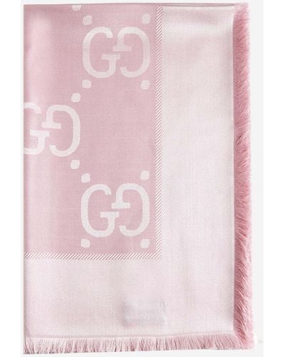 Gucci GG Silk And Wool Shawl - Pink