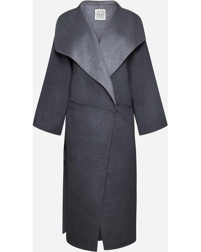Totême Wool And Cashmere Oversized Coat - Blue