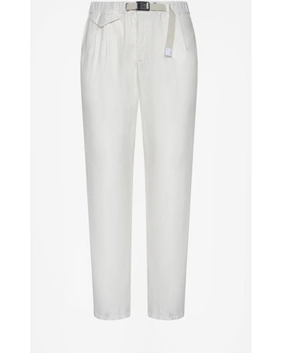 White Sand Linen And Cotton Pants - White