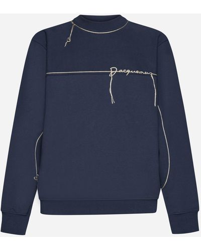 Jacquemus Fio Logo-piping Cotton Sweatshirt - Blue