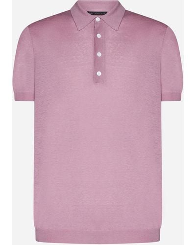 Low Brand Silk And Linen Polo Jumper - Pink