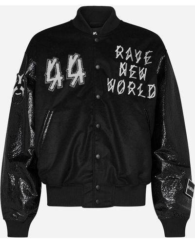 44 Label Group Rave New World Technical Fabric Bomber Jacket - Black