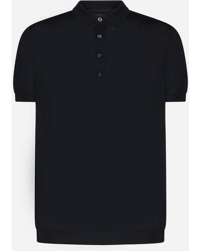 Low Brand Silk And Linen Polo Sweater - Black