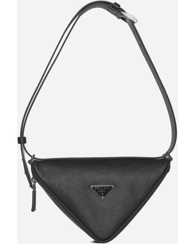 Prada Saffiano Leather Triangle Bag - Black