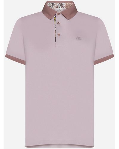 Etro Logo Cotton Polo Shirt - Purple