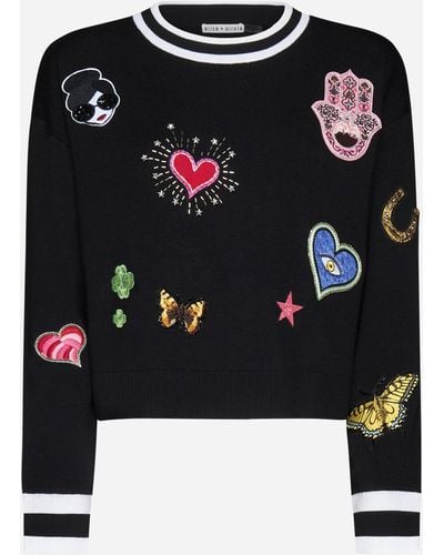 Alice + Olivia Gleeson Patches Wool Sweater - Black