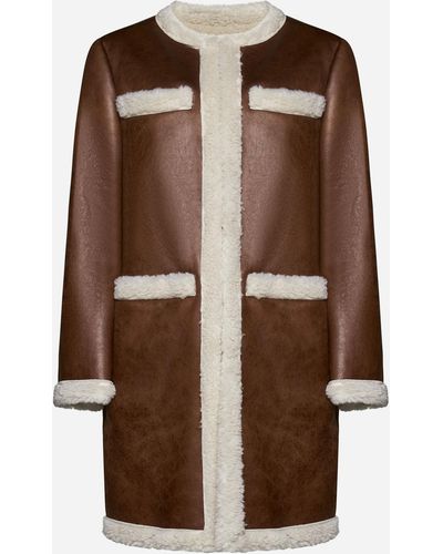 DSquared² Faux Shearling Coat - Brown