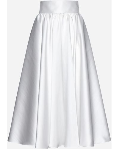 Blanca Vita Granoturco Satin Midi Skirt - White