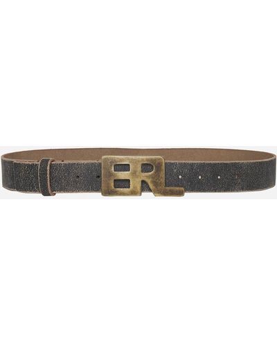 ERL Logo-buckle Leather Belt - White