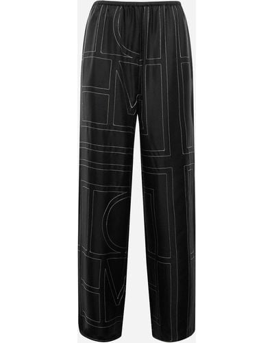 Totême Monogran Silk Pants - Black