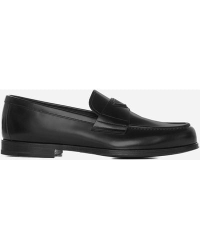 Prada Leather Penny Loafers - Black