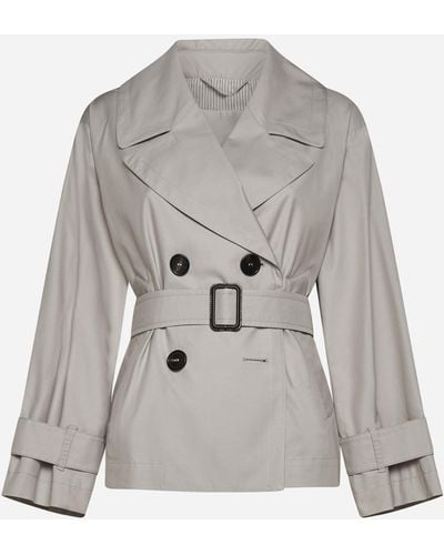 Max Mara The Cube Cotton-blend Double-breasted Short Trench Coat - Gray