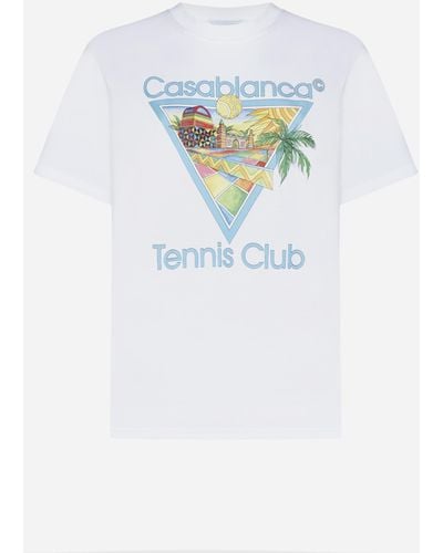 Casablancabrand Afro Cubism Tennis Club Cotton T-shirt - Blue