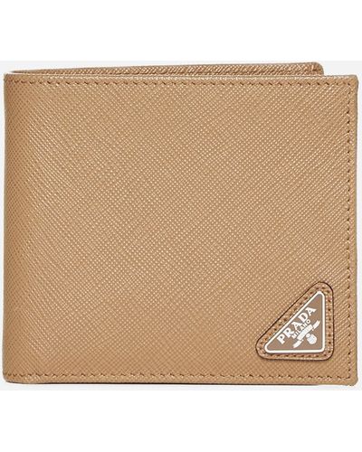 Prada Saffiano Leather Bifold Wallet - Natural