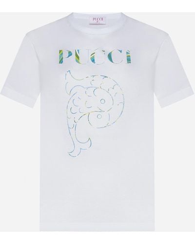 Emilio Pucci Logo Cotton T-Shirt - White
