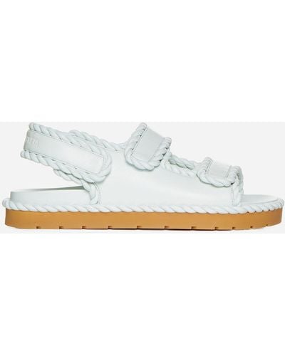 Bottega Veneta Intreccio Nappa Leather Sandals - White