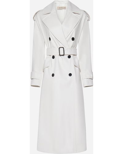 Blanca Vita Faux Leather Double-breasted Trench Coat - White