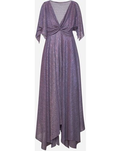 Talbot Runhof Lame' Handkerchief Long Dress - Purple