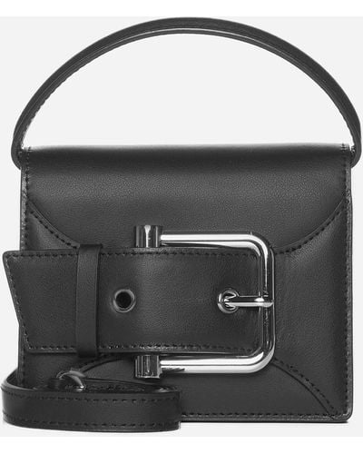 OSOI Belted Brocle Micro Leather Bag - Black