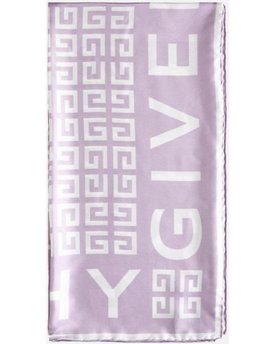 Givenchy 4g And Logo Silk Scarf - Purple