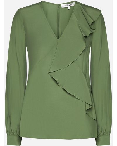 Diane von Furstenberg Aggie Viscose Blouse - Green