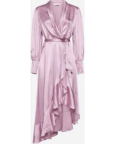Zimmermann Silk Wrap Midi Dress - Pink