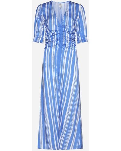 Baum und Pferdgarten Amma Striped Silk Long Dress - Blue