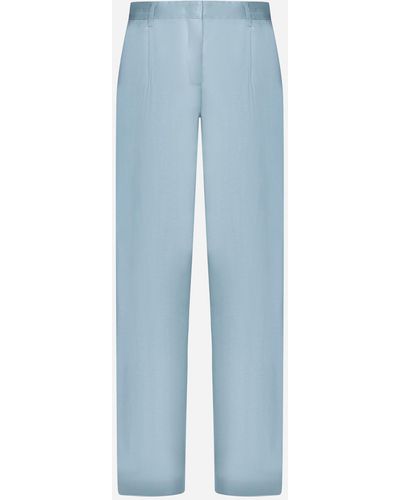 Lardini Feni Linen-blend Pants - Blue