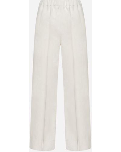 Blanca Vita Prugno Cotton And Linen Trousers - Multicolour