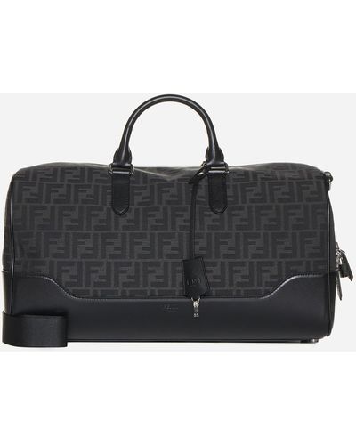 Fendi Ff Canvas And Leather Medium Duffle Bag - Black