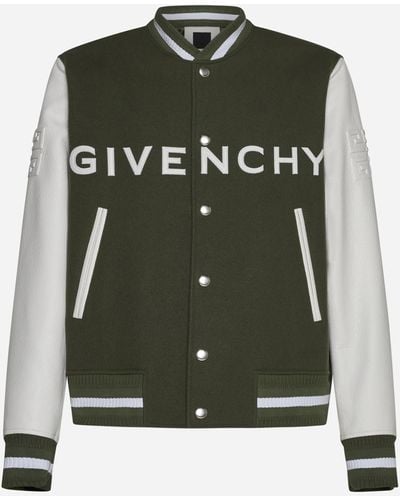 Givenchy Wool And Leather Varsity Jacket - Green