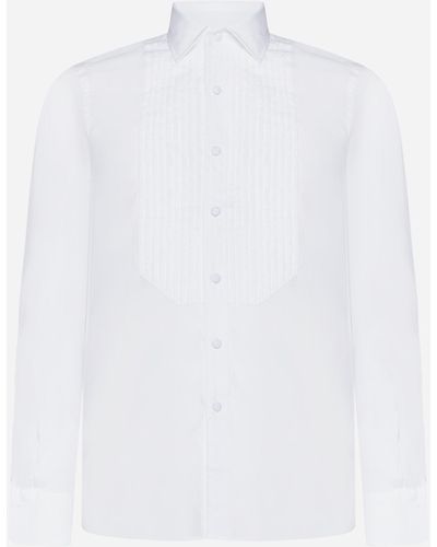 Tagliatore Cotton Tuxedo Shirt - White