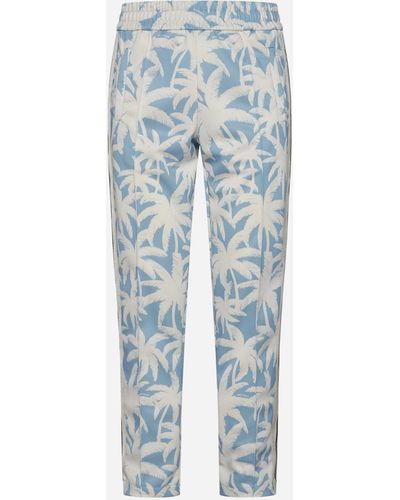 Palm Angels All-over Palms Print Track Pants - Blue