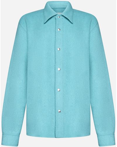 Jil Sander Alpaca And Wool Shirt - Blue