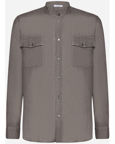 Malo Linen Oversized Shirt - Gray