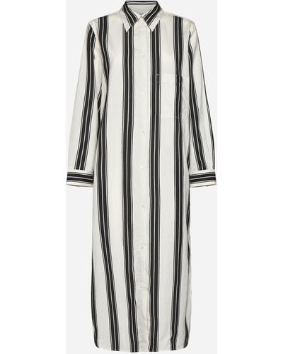Totême Striped Cotton-Blend Tunic Dress - White