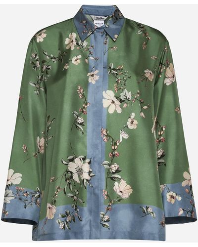 Max Mara Fashion Print Silk Shirt - Green