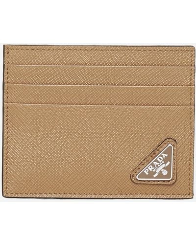 Prada Saffiano Leather Card Holder - Natural