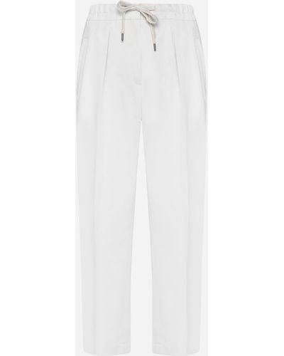 Brunello Cucinelli Cotton And Linen Trousers - White