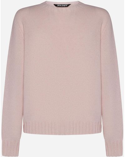 Palm Angels Curved Logo Wool-blend Sweater - Pink