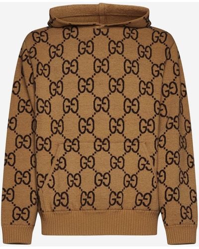 Gucci GG Wool Hooded Jumper - Brown