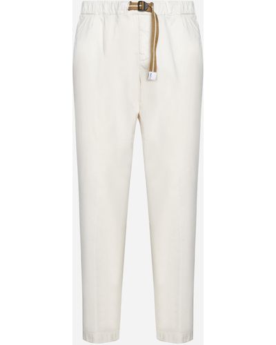 White Sand Stretch Cotton Trousers - White