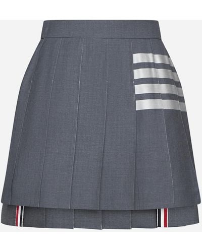Thom Browne Wool Pleated Miniskirt - Grey