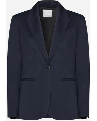 Forte Forte Viscose And Wool Single-breasted Blazer - Blue