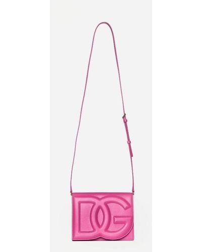 Dolce & Gabbana Logo Leather Crossbody Bag - Pink